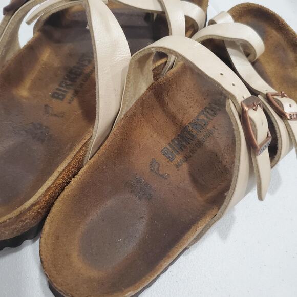 Birkenstock Sandals Womens 36 5 Cream Pearl Mayari Cork Footbed Germany Toe Loop - Picture 6 of 9